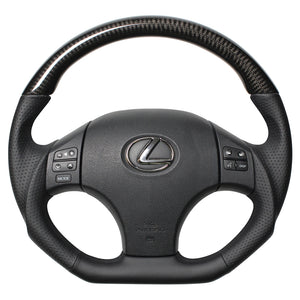 REAL ORIGINAL SERIES D SHAPE BLACK CARBON BLACK EURO STITCH STEERING WHEEL FOR LEXUS IS F 20  IS-BKC-BK