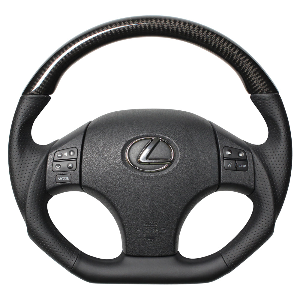 REAL ORIGINAL SERIES D SHAPE BLACK CARBON BLACK EURO STITCH STEERING WHEEL FOR LEXUS IS C 20  IS-BKC-BK