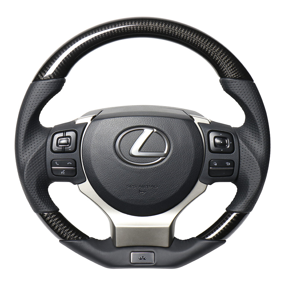 REAL LEXUS SERIES D SHAPE BLACK CARBON BLACK EURO STITCH STEERING WHEEL FOR LEXUS CT 10 : 3 TYPE  LXB-BKC-BK