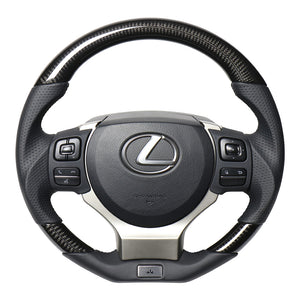 REAL LEXUS SERIES D SHAPE BLACK CARBON BLACK EURO STITCH STEERING WHEEL FOR LEXUS GS F 10 : KOUKI  LXB-BKC-BK