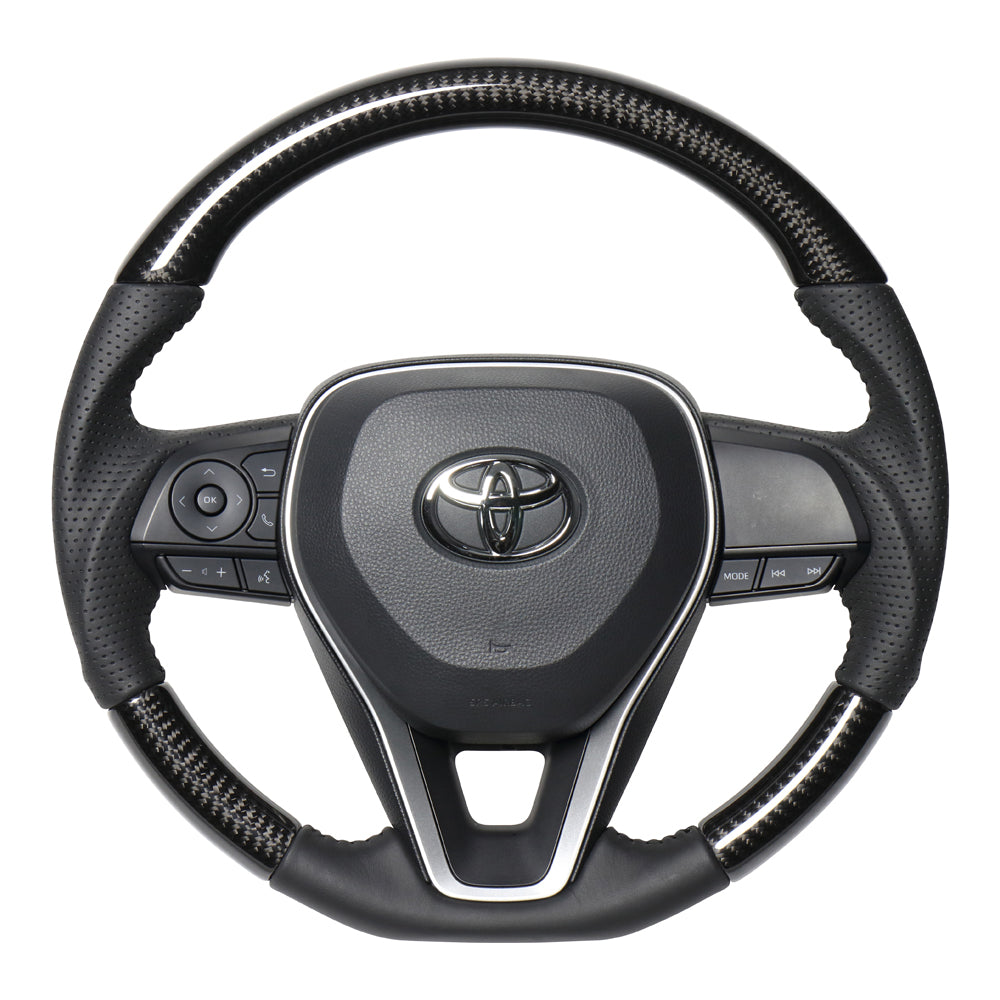 REAL ORIGINAL SERIES SOFT D SHAPE BLACK CARBON BLACK STITCH STEERING WHEEL FOR TOYOTA RAV4 50 NOT PHV TYA-BKC