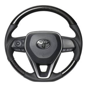 REAL ORIGINAL SERIES SOFT D SHAPE BLACK CARBON BLACK STITCH STEERING WHEEL FOR TOYOTA RAV4 50 NOT PHV TYA-BKC
