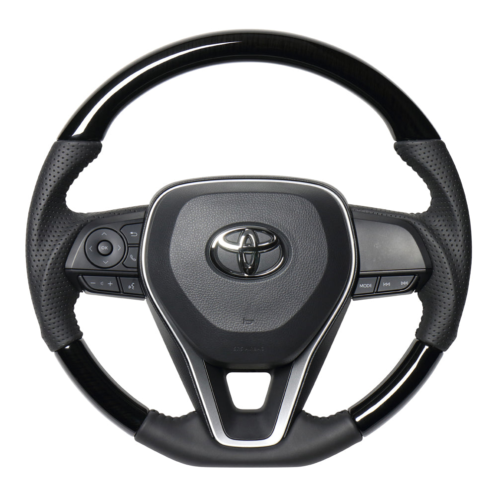 REAL ORIGINAL SERIES SOFT D SHAPE 38B BLACK WOOD BLACK STITCH STEERING WHEEL FOR TOYOTA COROLLA CROSS 10  TYA-38BBKW