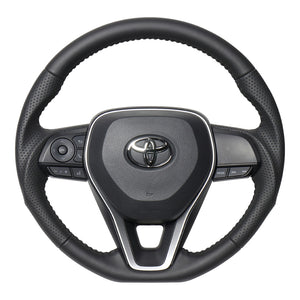 REAL ORIGINAL SERIES SOFT D SHAPE ALL LEATHER BLACK STITCH STEERING WHEEL FOR TOYOTA RAV4 50 NOT PHV TYA-LPB