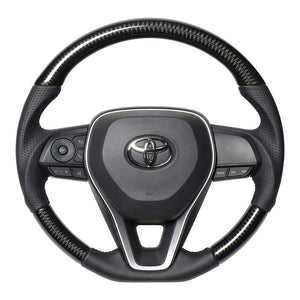 REAL PREMIUM SERIES SOFT D SHAPE BLACK CARBON BLACK EURO STITCH STEERING WHEEL FOR TOYOTA RAV4 50 NOT PHV TYAP-BKC