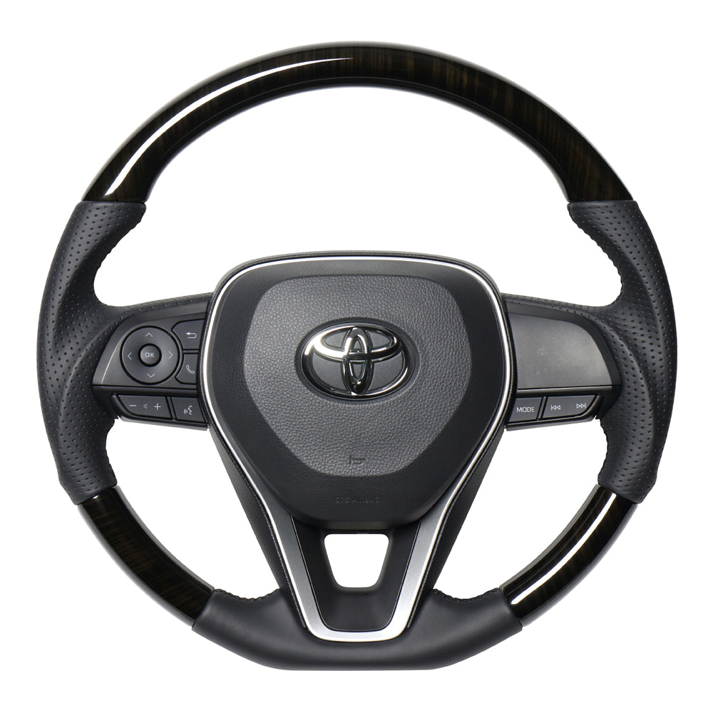 REAL PREMIUM SERIES SOFT D SHAPE 55 BLACK WOOD BLACK EURO STITCH STEERING WHEEL FOR TOYOTA COROLLA TOURING 210  TYAP-55BKW