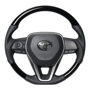 REAL PREMIUM SERIES SOFT D SHAPE PIANO BLACK BLACK EURO STITCH STEERING WHEEL FOR TOYOTA COROLLA 210  TYAP-PBW
