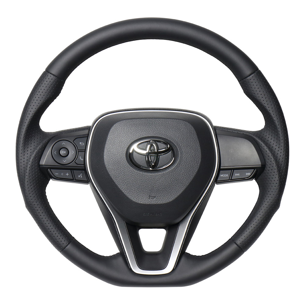 REAL PREMIUM SERIES SOFT D SHAPE NAPPA ALL LEATHER BLACK EURO STITCH STEERING WHEEL FOR TOYOTA RAV4 50 NOT PHV TYAP-LPB
