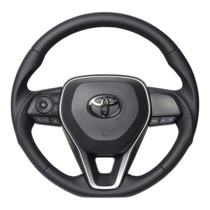 REAL PREMIUM SERIES SOFT D SHAPE NAPPA ALL LEATHER BLACK EURO STITCH STEERING WHEEL FOR TOYOTA RAV4 50 NOT PHV TYAP-LPB