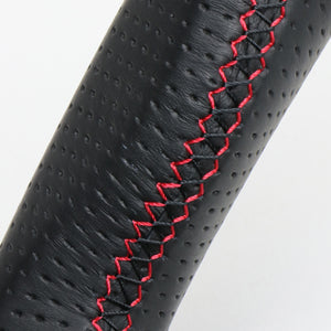 REAL ORIGINAL SERIES EMBLEM TYPE D SHAPE BLACK LEATHER & BLACK ULTRA SUEDE RED X BLACK EURO STITCH STEERING WHEEL FOR TOYOTA MARK X GR SPORT 130  GRM-ALC-RD