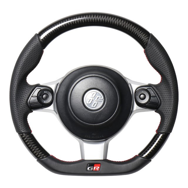 REAL ORIGINAL SERIES EMBLEM TYPE BLACK CARBON RED X BLACK EURO STITCH STEERING WHEEL FOR TOYOTA 86 GR ZN6 GRM-BKC-RD