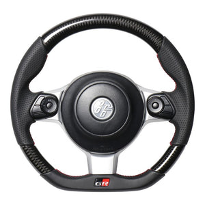 REAL ORIGINAL SERIES EMBLEM TYPE BLACK CARBON RED X BLACK EURO STITCH STEERING WHEEL FOR TOYOTA 86 GR ZN6 GRM-BKC-RD
