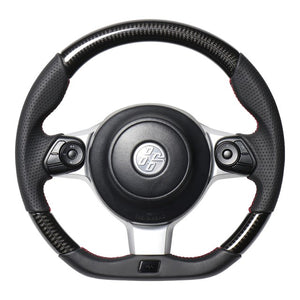 REAL ORIGINAL SERIES EMBLEM TYPE BLACK CARBON RED X BLACK EURO STITCH STEERING WHEEL FOR TOYOTA 86 ZN6 KOUKI GRM-BKC-RD