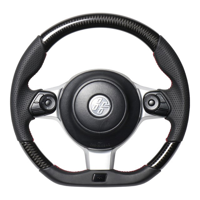 REAL ORIGINAL SERIES EMBLEM TYPE BLACK CARBON RED X BLACK EURO STITCH STEERING WHEEL FOR TOYOTA 86 GR ZN6 GRM-BKC-RD
