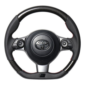 REAL ORIGINAL SERIES EMBLEM TYPE D SHAPE BLACK CARBON RED X BLACK EURO STITCH STEERING WHEEL FOR TOYOTA HARRIER GR SPORT 60  GRM-BKC-RD