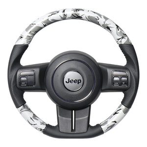 REAL ORIGINAL SERIES D SHAPE GRAY CAMOUFLAGE PRINT BLACK STITCH STEERING WHEEL FOR JEEP WRANGLER JK38:LATE  JPA-GRT-BK
