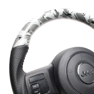 REAL ORIGINAL SERIES D SHAPE GRAY CAMOUFLAGE PRINT BLACK STITCH STEERING WHEEL FOR JEEP WRANGLER JK38:LATE  JPA-GRT-BK