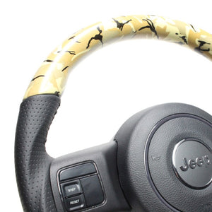 REAL ORIGINAL SERIES D SHAPE BEIGE CAMOUFLAGE PRINT BLACK STITCH STEERING WHEEL FOR JEEP WRANGLER JK38:LATE  JPA-BGT-BK