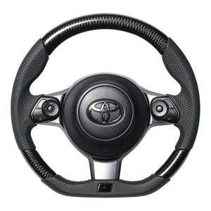 REAL ORIGINAL SERIES EMBLEM TYPE D SHAPE BLACK CARBON SILVER X BLACK EURO STITCH STEERING WHEEL FOR SUBARU BRZ ZC6:LATE  GRM-BKC-SL