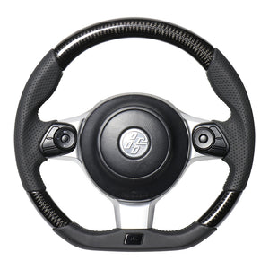 REAL ORIGINAL SERIES EMBLEM TYPE BLACK CARBON SILVER X BLACK EURO STITCH STEERING WHEEL FOR TOYOTA 86 ZN6 KOUKI GRM-BKC-SL