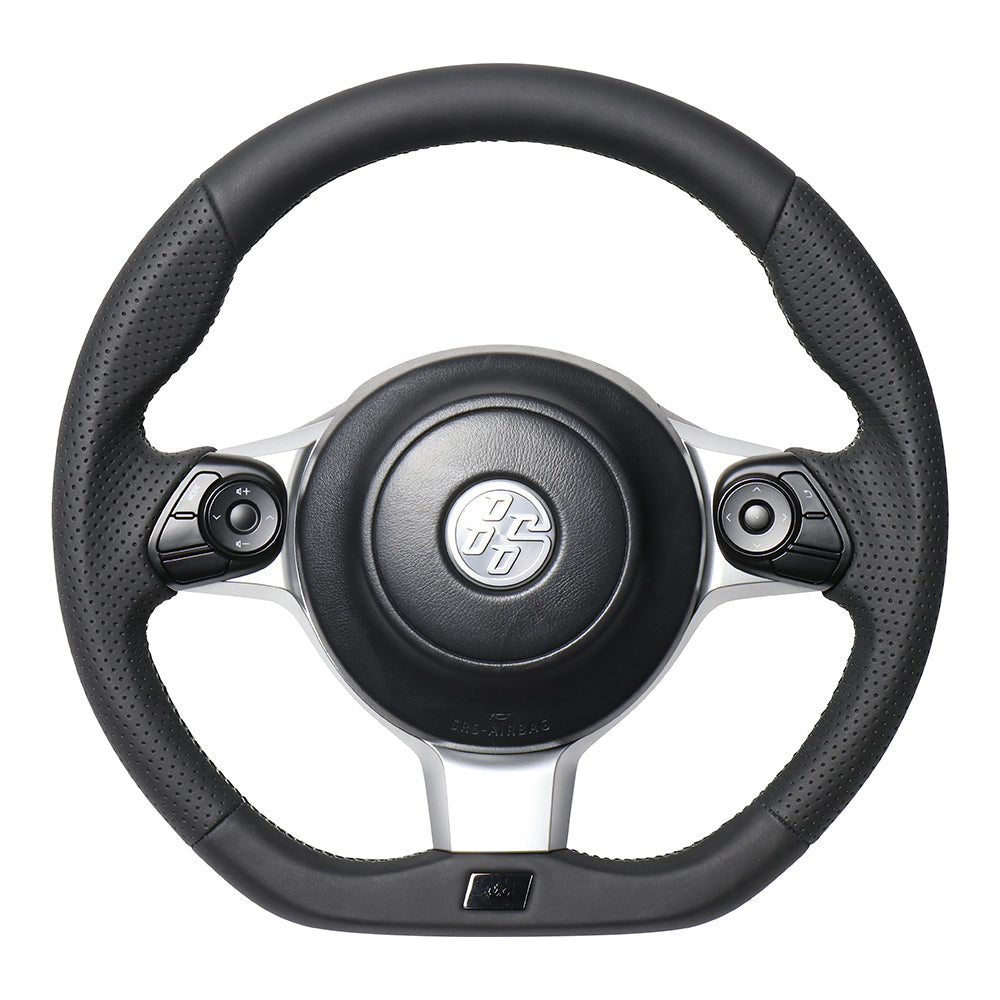 REAL ORIGINAL SERIES EMBLEM TYPE ALL LEATHER SILVER X BLACK EURO STITCH STEERING WHEEL FOR TOYOTA 86 GR ZN6 GRM-LPB-SL