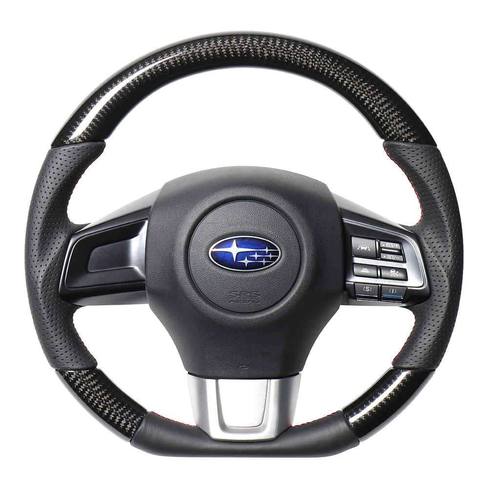 REAL ORIGINAL SERIES D SHAPE BLACK CARBON RED X BLACK EURO STITCH STEERING WHEEL FOR SUBARU LEVORG VM4 VMG  SBA-BKC-RD - Black Hawk Japan