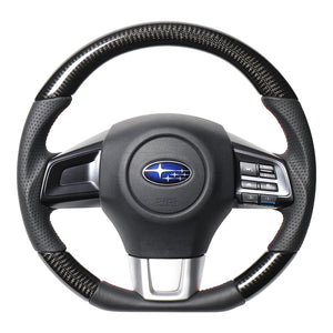 REAL ORIGINAL SERIES D SHAPE BLACK CARBON RED X BLACK EURO STITCH STEERING WHEEL FOR SUBARU WRX STI VAB  SBA-BKC-RD