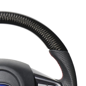 REAL ORIGINAL SERIES D SHAPE BLACK CARBON RED X BLACK EURO STITCH STEERING WHEEL FOR SUBARU WRX S4 VAG  SBA-BKC-RD