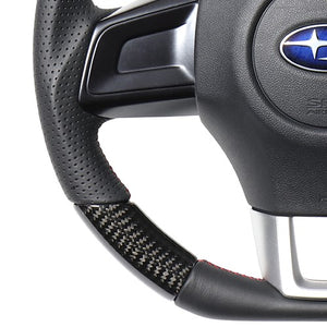 REAL ORIGINAL SERIES D SHAPE BLACK CARBON RED X BLACK EURO STITCH STEERING WHEEL FOR SUBARU WRX S4 VAG  SBA-BKC-RD