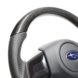REAL ORIGINAL SERIES D SHAPE BLACK CARBON RED X BLACK EURO STITCH STEERING WHEEL FOR SUBARU WRX S4 VAG  SBA-BKC-RD