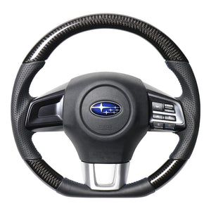 REAL ORIGINAL SERIES D SHAPE BLACK CARBON BLUE X BLACK EURO STITCH STEERING WHEEL FOR SUBARU WRX STI VAB  SBA-BKC-BL