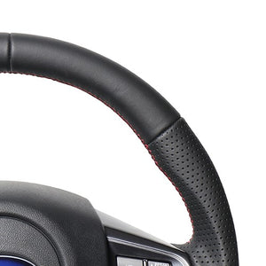 REAL ORIGINAL SERIES D SHAPE ALL LEATHER CENTER MARK RED X BLACK EURO STITCH STEERING WHEEL FOR SUBARU WRX STI VAB  SBA-LPB-RD