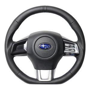 REAL ORIGINAL SERIES D SHAPE ALL LEATHER CENTER MARK BLUE X BLACK EURO STITCH STEERING WHEEL FOR SUBARU WRX STI VAB  SBA-LPB-BL