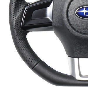 REAL ORIGINAL SERIES D SHAPE ALL LEATHER CENTER MARK BLUE X BLACK EURO STITCH STEERING WHEEL FOR SUBARU WRX S4 VAG  SBA-LPB-BL