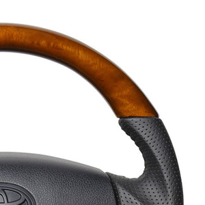 REAL ORIGINAL SERIES SOFT D SHAPE 42 BROWN WOOD BLACK STITCH STEERING WHEEL FOR TOYOTA PIXIS TRUCK S500U:ZENKI 510U:ZENKI  TYB-42BRW-BK