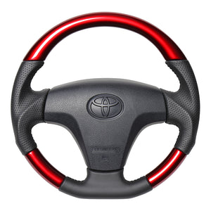 REAL ORIGINAL SERIES SOFT D SHAPE PEARL RED BLACK STITCH STEERING WHEEL FOR TOYOTA PIXIS TRUCK S500U:ZENKI 510U:ZENKI  TYB-RDW-BK