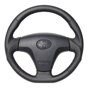 REAL ORIGINAL SERIES SOFT D SHAPE ALL LEATHER RED STITCH STEERING WHEEL FOR TOYOTA PIXIS TRUCK S500U:ZENKI 510U:ZENKI  TYB-LPB-RD