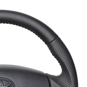 REAL ORIGINAL SERIES SOFT D SHAPE ALL LEATHER RED STITCH STEERING WHEEL FOR TOYOTA PIXIS TRUCK S500U:ZENKI 510U:ZENKI  TYB-LPB-RD