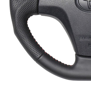 REAL ORIGINAL SERIES SOFT D SHAPE ALL LEATHER RED STITCH STEERING WHEEL FOR TOYOTA PIXIS EPOCH LA300A LA300S LA310S  TYB-LPB-RD