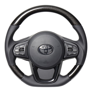 REAL PREMIUM SERIES D SHAPE BLACK CARBON SILVER EURO STITCH STEERING WHEEL FOR TOYOTA SUPRA DB TYPE  TYCP-BK-BKC