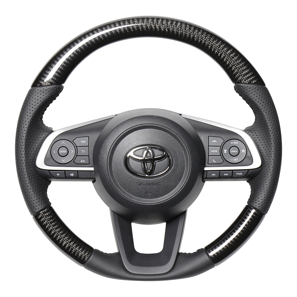 REAL ORIGINAL SERIES SOFT D SHAPE BLACK CARBON BLACK STITCH STEERING WHEEL FOR DAIHATSU ROCKY 200  TYD-BKC-BK