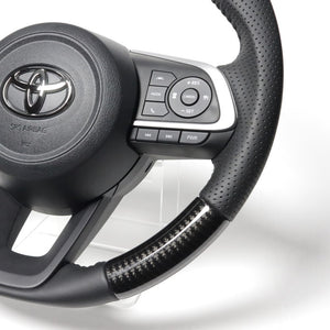 REAL ORIGINAL SERIES SOFT D SHAPE BLACK CARBON BLACK STITCH STEERING WHEEL FOR SUBARU JUSTY 900 : KOUKI  TYD-BKC-BK