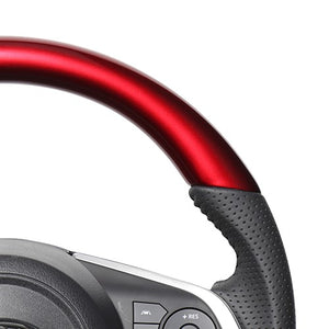 REAL ORIGINAL SERIES SOFT D SHAPE PEARL RED BLACK STITCH STEERING WHEEL FOR DAIHATSU THOR 900 : KOUKI  TYD-RDW-BK