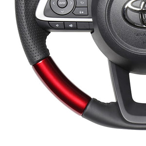 REAL ORIGINAL SERIES SOFT D SHAPE PEARL RED BLACK STITCH STEERING WHEEL FOR TOYOTA RISE 200  TYD-RDW-BK