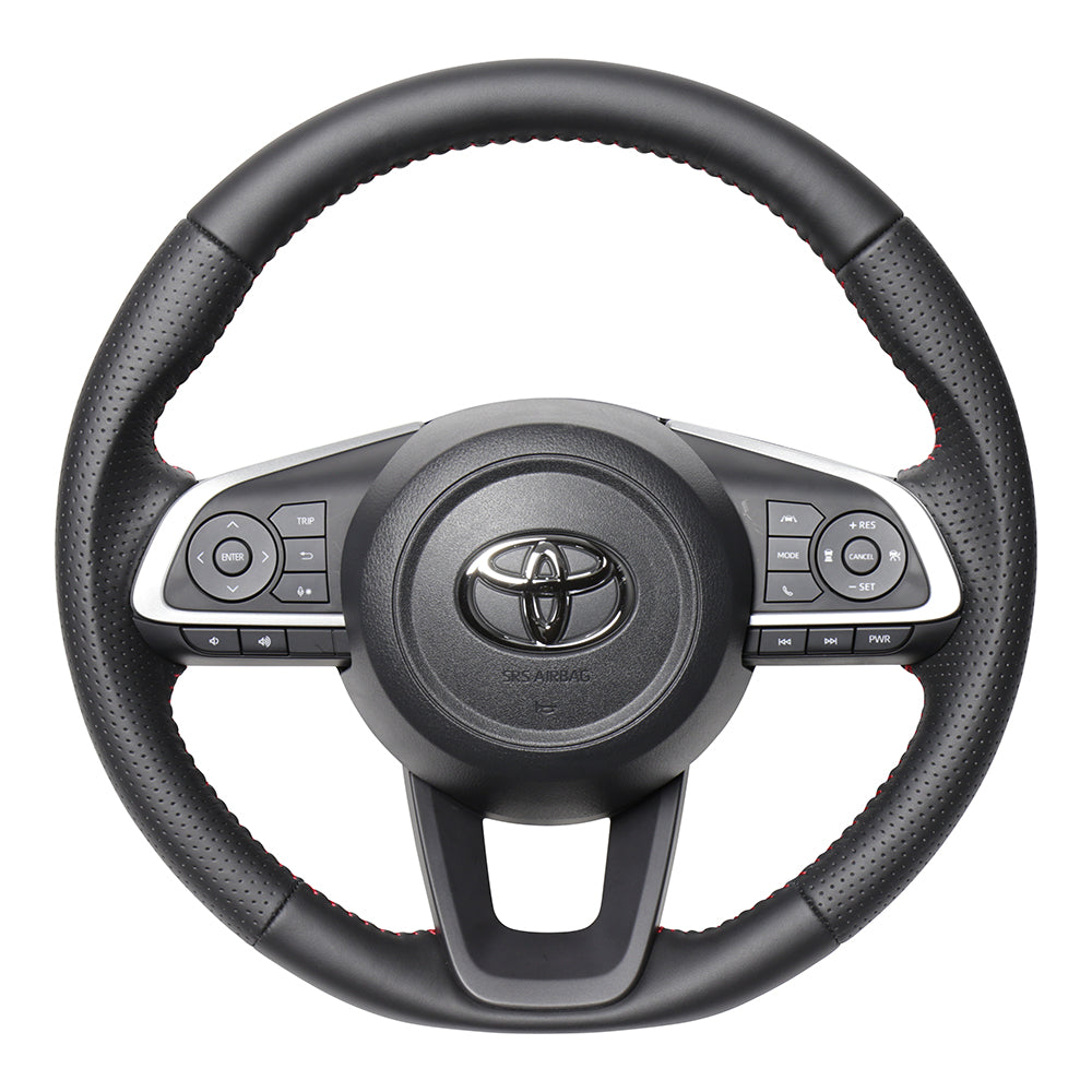 REAL ORIGINAL SERIES SOFT D SHAPE ALL LEATHER RED STITCH STEERING WHEEL FOR TOYOTA ROOMY 900 : KOUKI  TYD-LPB-RD