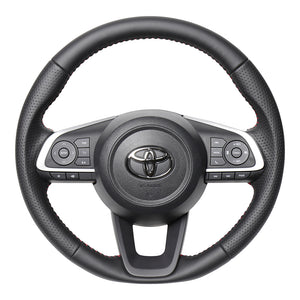 REAL ORIGINAL SERIES SOFT D SHAPE ALL LEATHER RED STITCH STEERING WHEEL FOR DAIHATSU ROCKY 200  TYD-LPB-RD