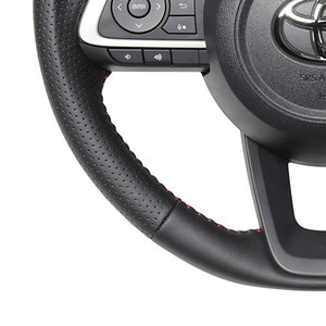 REAL ORIGINAL SERIES SOFT D SHAPE ALL LEATHER RED STITCH STEERING WHEEL FOR DAIHATSU THOR 900 : KOUKI  TYD-LPB-RD