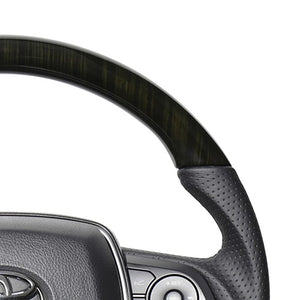 REAL PREMIUM SERIES SOFT D SHAPE 55 BLACK WOOD BLACK EURO STITCH STEERING WHEEL FOR TOYOTA HARRIER 80  TYFP-55BKW