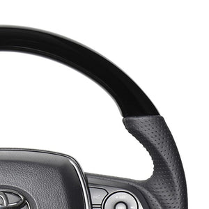 REAL PREMIUM SERIES SOFT D SHAPE PIANO BLACK BLACK EURO STITCH STEERING WHEEL FOR TOYOTA HARRIER 80  TYFP-PBW