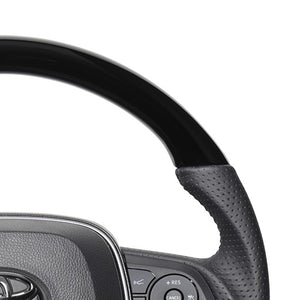 REAL PREMIUM SERIES SOFT D SHAPE PIANO BLACK BLACK EURO STITCH STEERING WHEEL FOR TOYOTA RAV4 PHV 50  TYFP-PBW